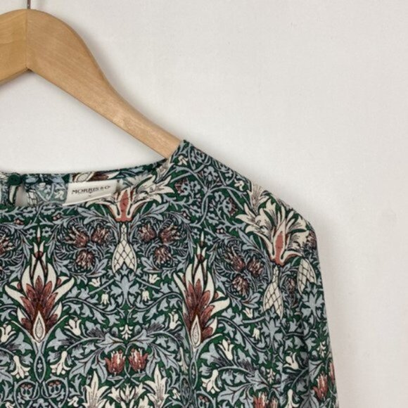 NWT H&M x William Morris & Co 8 Floral Print Top Blouse Green Blue Burgundy - Picture 7 of 13